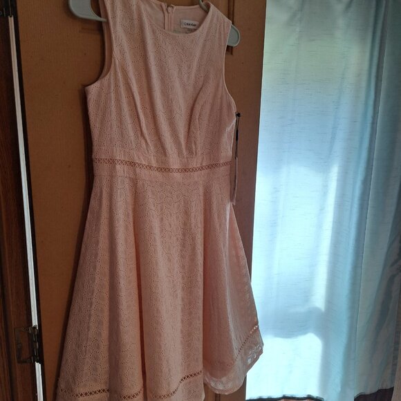 Calvin Klein Dresses & Skirts - Size 4 Calvin Klein Peach Color Eyelet Dress